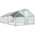 thumbnail image 1 of Pefilos 10x20x6.5FT Spacious Metal Chicken Coop, Sturdy Dome Run, Weatherproof Cover, Walk-In Access & Roosting Perch, Gray, 1 of 8