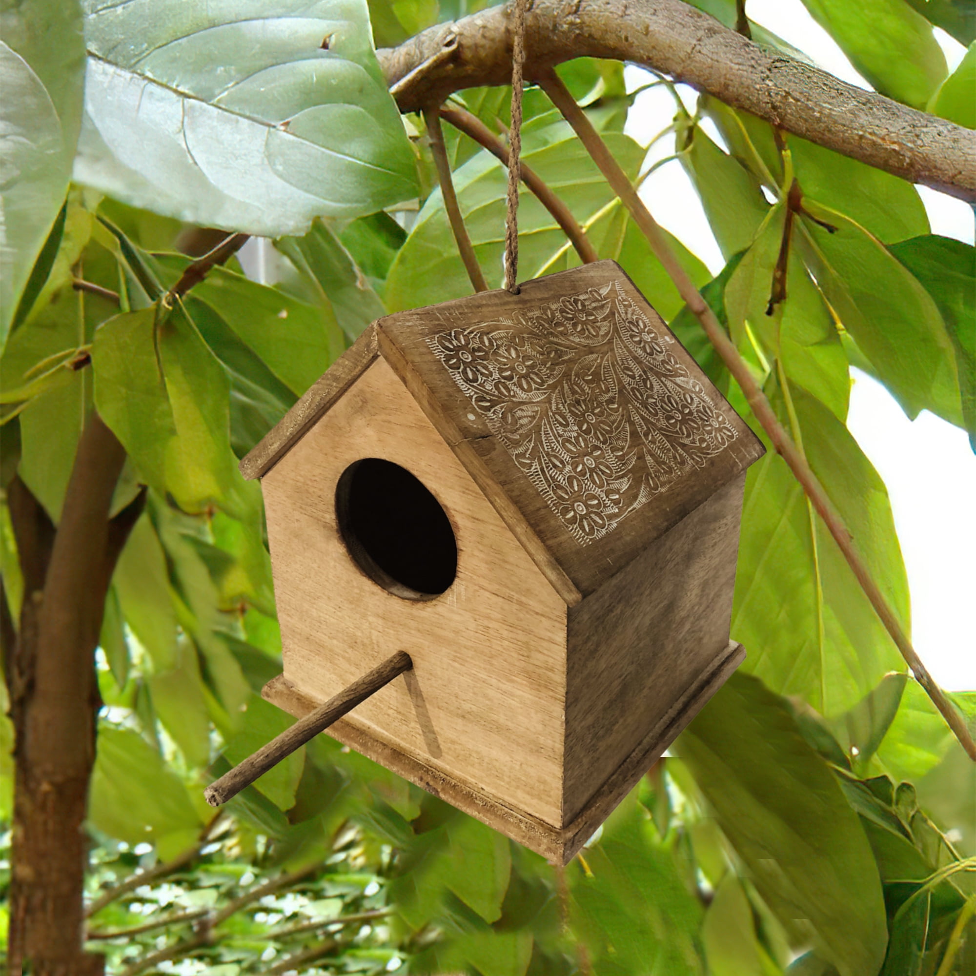 Pefilos 11" Wood Birdhouses for Outdoors Hanging, Bird House Decorative for Outside Garden Yard, Distressed Hanging Bird's Nest in Trees, Beige Pefilos 11" Wood Birdhouses for Outdoors Hanging, Bird House Decorative for Outside Garden Yard, Distressed Hanging Bird's Nest in Trees, Beige