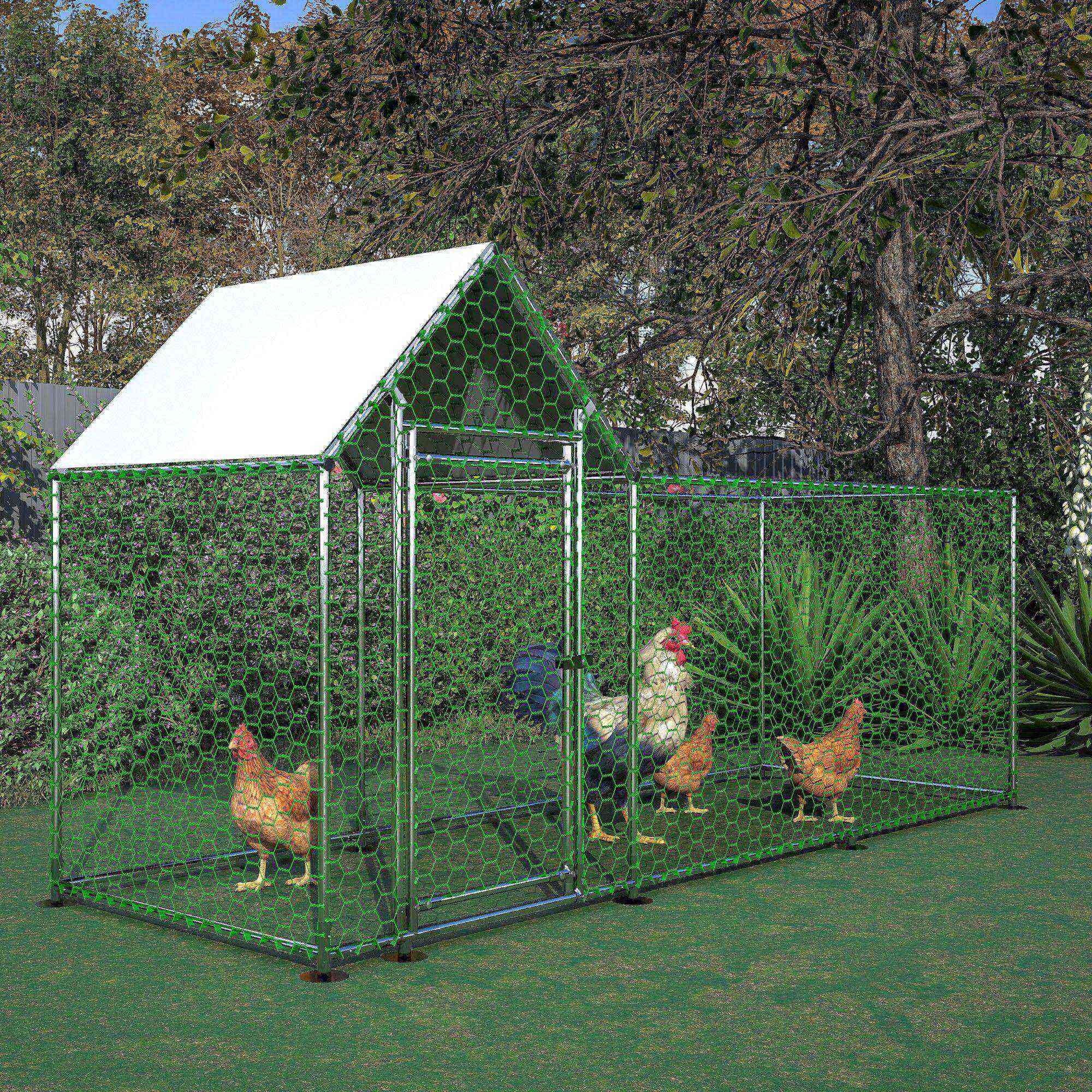 Pefilos 119" Large Metal Outdoor Rabbit Hutch Run, Weatherproof Roof Chicken Coop, UV Resistant, Backyard Hen House Poultry Habitat Cage, Silver Pefilos 119" Large Metal Outdoor Rabbit Hutch Run, Weatherproof Roof Chicken Coop, UV Resistant, Backyard Hen House Poultry Habitat Cage, Silver