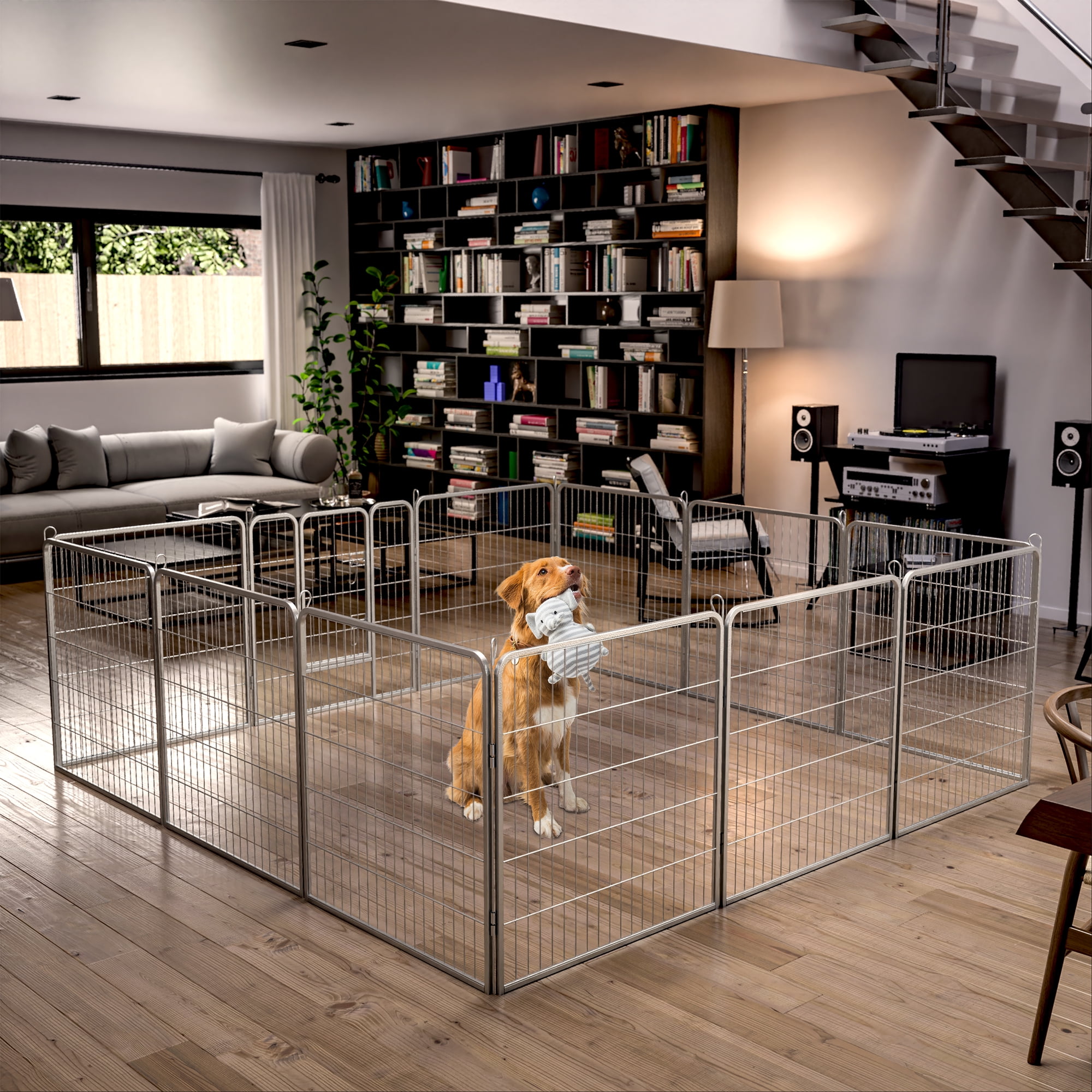 Pefilos 12-Panel Heavy Duty Metal Dog Playpen Portable Outdoor Folding 32"x32" Large Indoor Metal Puppy Dog Run Fence with Doors, Black Pefilos 12-Panel Heavy Duty Metal Dog Playpen Portable Outdoor Folding 32"x32" Large Indoor Metal Puppy Dog Run Fence with Doors, Black