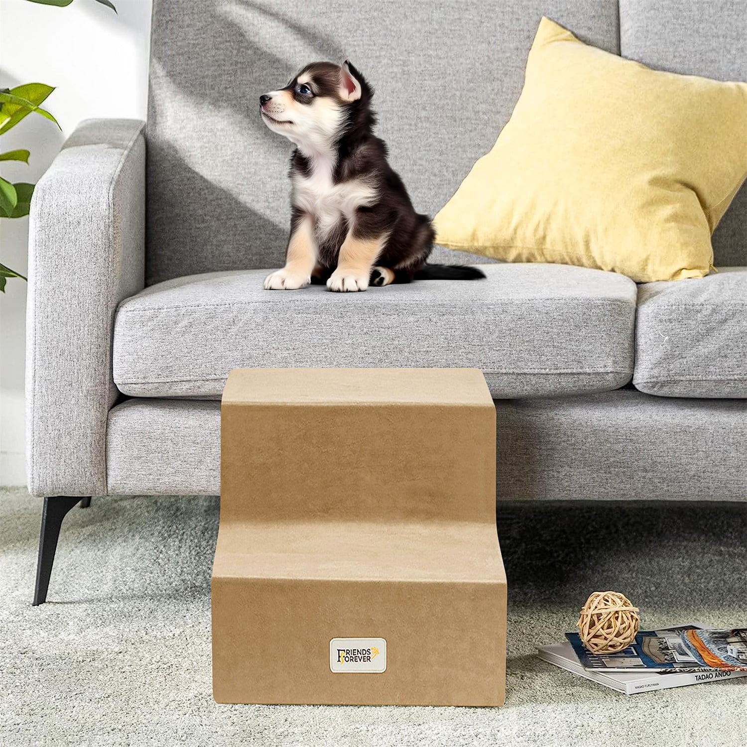 Pefilos 12" Pet Stairs for Small Pet, 2-Step Stairs for Beds and Couch, Non-Slip Balanced Indoor Step, Beige Pefilos 12" Pet Stairs for Small Pet, 2-Step Stairs for Beds and Couch, Non-Slip Balanced Indoor Step, Beige