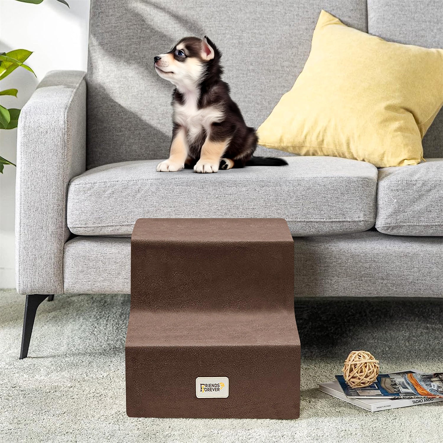 Pefilos 12" Pet Stairs for Small Pet, 2-Step Stairs for Beds and Couch, Non-Slip Balanced Indoor Step, Brown Pefilos 12" Pet Stairs for Small Pet, 2-Step Stairs for Beds and Couch, Non-Slip Balanced Indoor Step, Brown