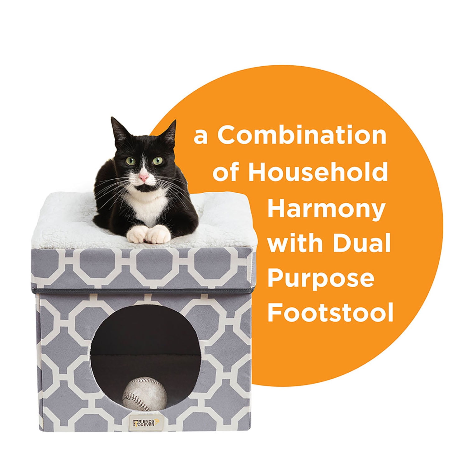 Pefilos 14" Pet House for Indoor Cats and Small Dogs, Collapsible, Living Room Ottoman Cat Condo, Gray Pefilos 14" Pet House for Indoor Cats and Small Dogs, Collapsible, Living Room Ottoman Cat Condo, Gray