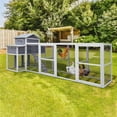 thumbnail image 1 of Pefilos 150" Large Chicken Coops for Outdoor with 2 Nesting Boxes and Perches, Wood Rabbit Hutch, Hen House for 6-10 Hens, Gray, 1 of 9