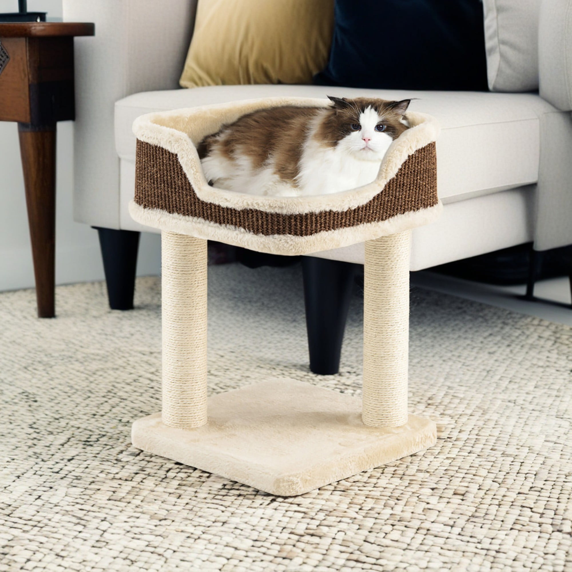 Pefilos 16" Cat Tree Tower for Indoor Cats with Large Plush Perch, Natural Sisal Scratching Post for Small Cats, Beige Pefilos 16" Cat Tree Tower for Indoor Cats with Large Plush Perch, Natural Sisal Scratching Post for Small Cats, Beige