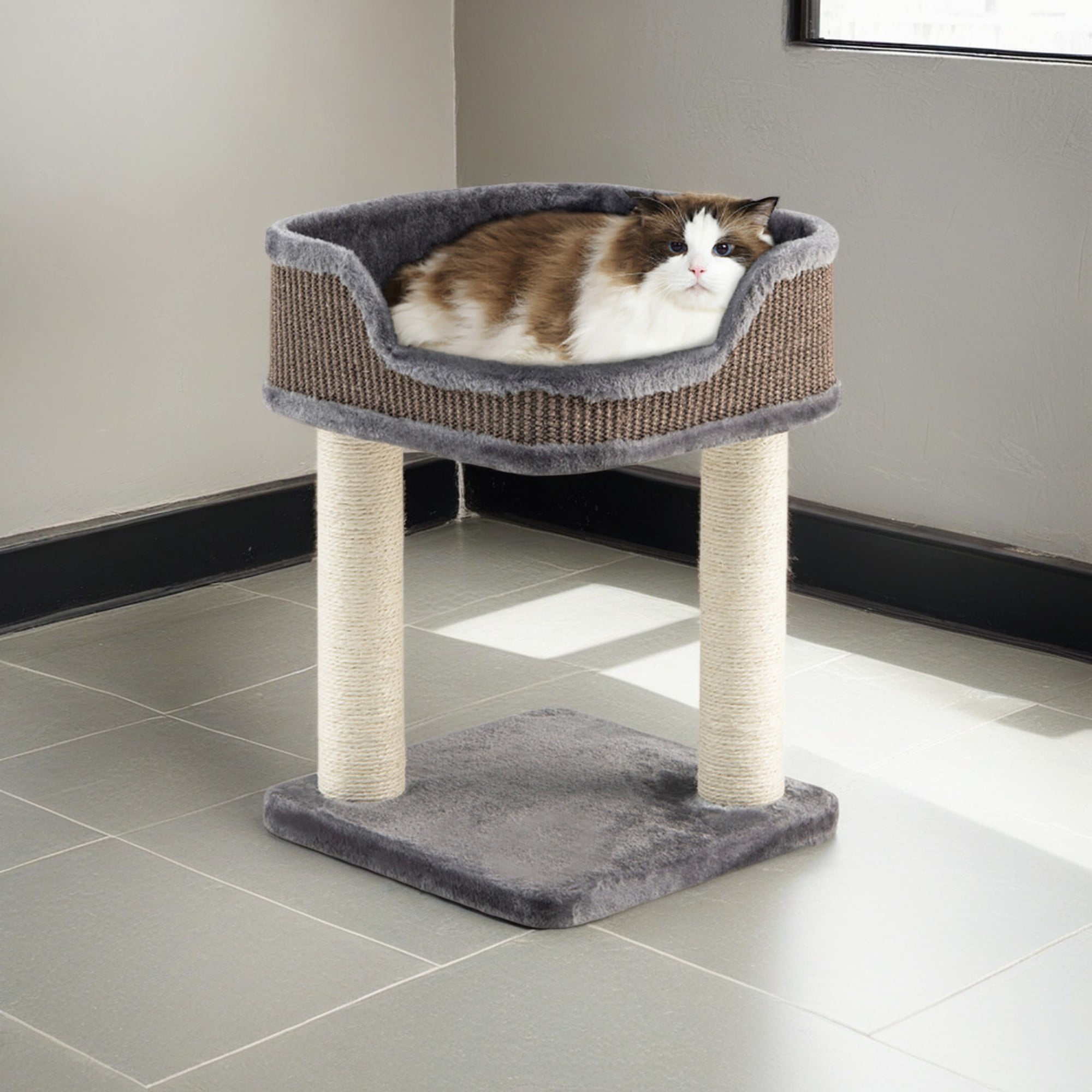Pefilos 16" Cat Tree Tower for Indoor Cats with Large Plush Perch, Natural Sisal Scratching Post for Small Cats, Gray Pefilos 16" Cat Tree Tower for Indoor Cats with Large Plush Perch, Natural Sisal Scratching Post for Small Cats, Gray