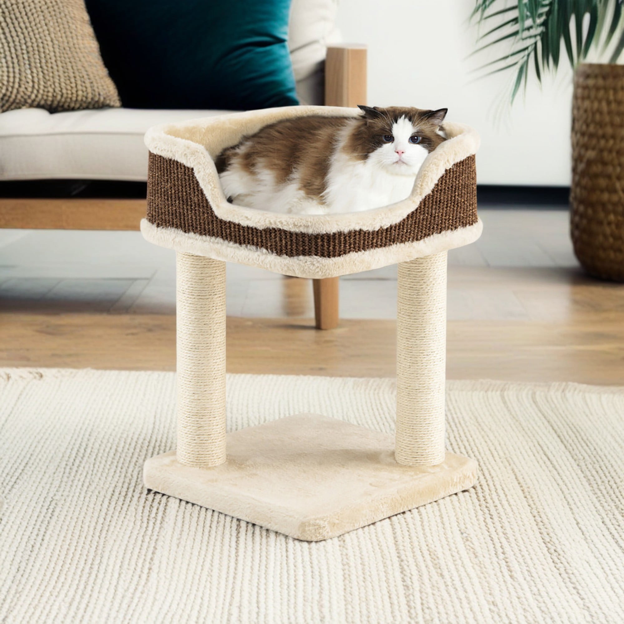 Pefilos 16" Multi-Level Cat Tree with Scratching Posts and Large Plush Perch, Cat Climbing Tree Tower for Indoor Cats, Beige Pefilos 16" Multi-Level Cat Tree with Scratching Posts and Large Plush Perch, Cat Climbing Tree Tower for Indoor Cats, Beige
