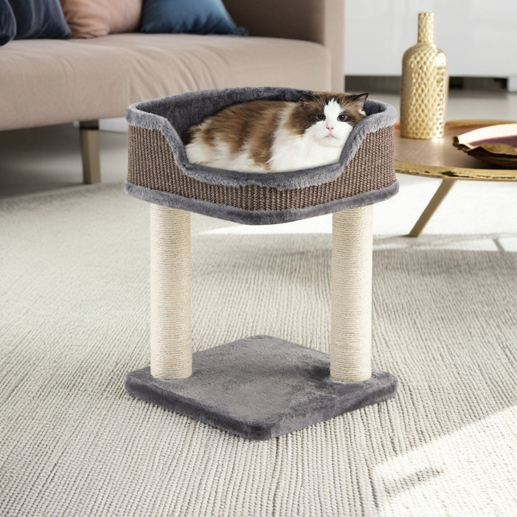 Pefilos 16" Multi-Level Cat Tree with Scratching Posts and Large Plush Perch, Cat Climbing Tree Tower for Indoor Cats, Gray Pefilos 16" Multi-Level Cat Tree with Scratching Posts and Large Plush Perch, Cat Climbing Tree Tower for Indoor Cats, Gray