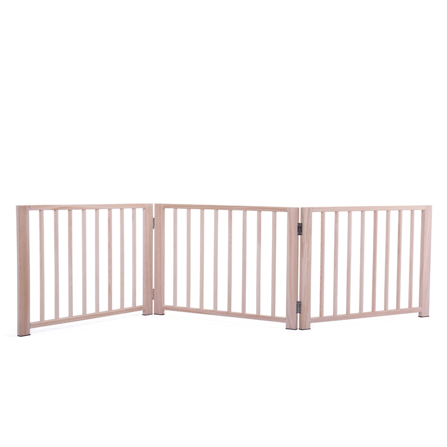 Pefilos 17.5" Freestanding Pet Dog Gate for House Doorway Stairs Indoor Wooden Dog Fence 3 Panels Foldable, Beige Pefilos 17.5" Freestanding Pet Dog Gate for House Doorway Stairs Indoor Wooden Dog Fence 3 Panels Foldable, Beige