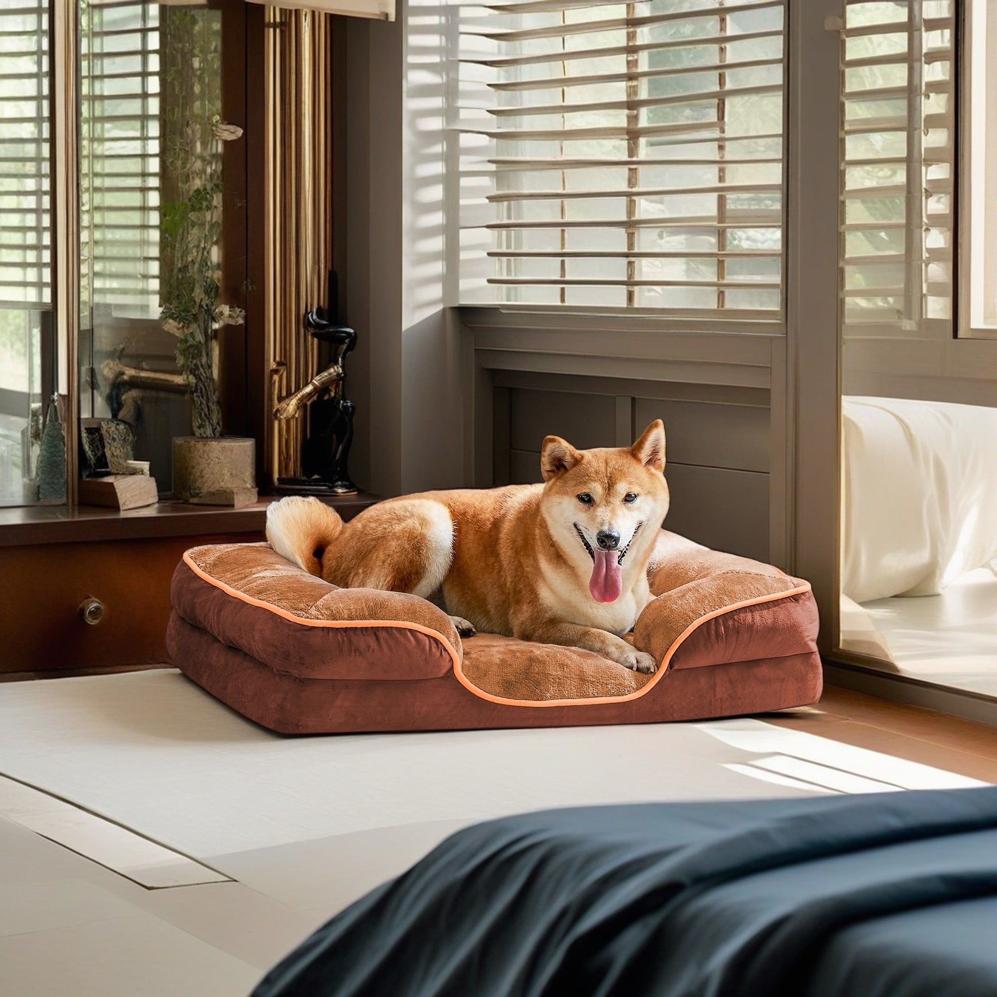 Pefilos 28"x23" Orthopedic Dog Bed for Small Dogs and Cats, Waterproof Dog Sofa Beds, Supportive Foam Pet Couch Bed with Removable Washable Cover, Brown Pefilos 28"x23" Orthopedic Dog Bed for Small Dogs and Cats, Waterproof Dog Sofa Beds, Supportive Foam Pet Couch Bed with Removable Washable Cover, Brown