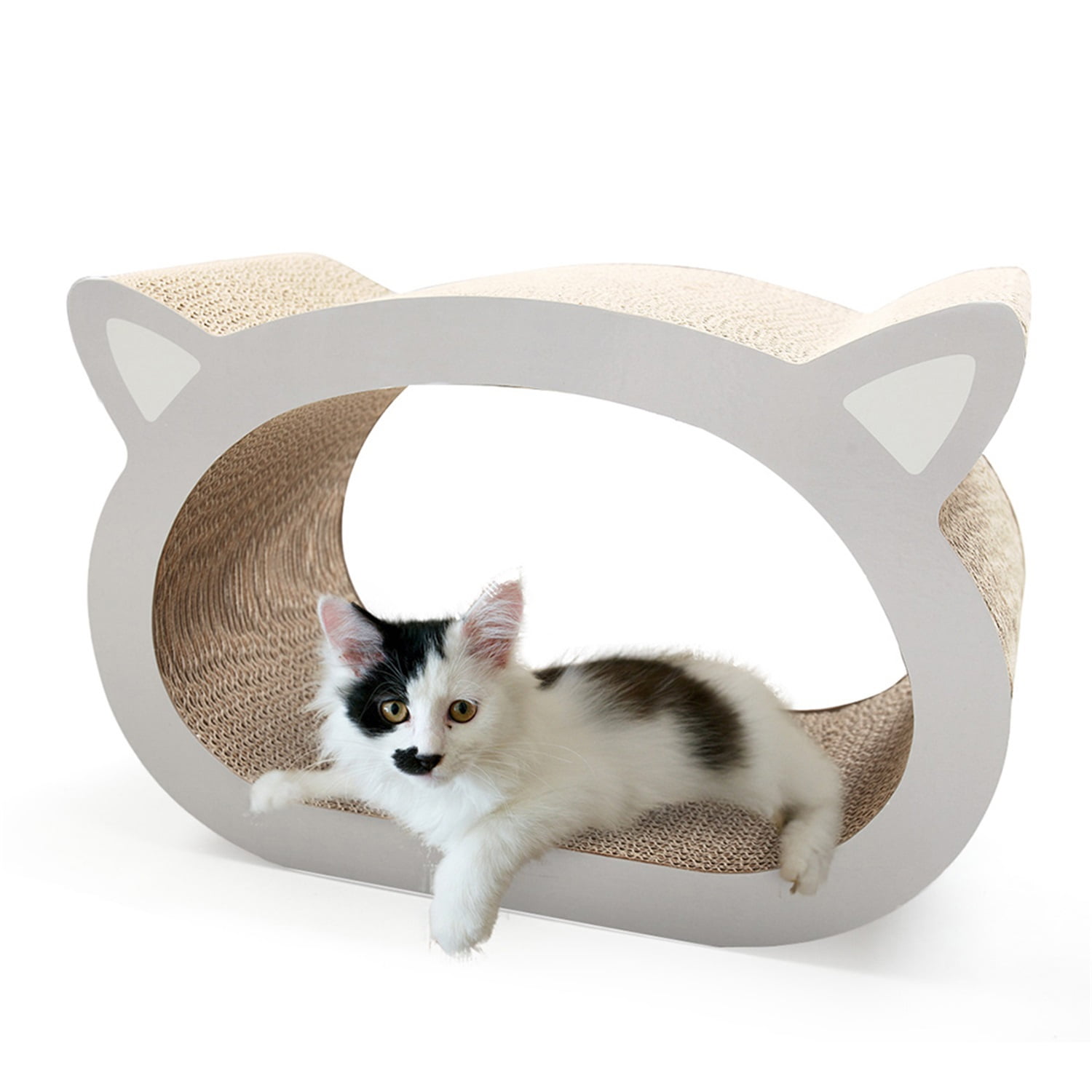 Pefilos 18" Cat Scratcher Lounge, Cat Scratching Post Cardboard for Indoor Cats, Scratch Pad with Catnip, Cat Bed Couch for House, Beige Pefilos 18" Cat Scratcher Lounge, Cat Scratching Post Cardboard for Indoor Cats, Scratch Pad with Catnip, Cat Bed Couch for House, Beige