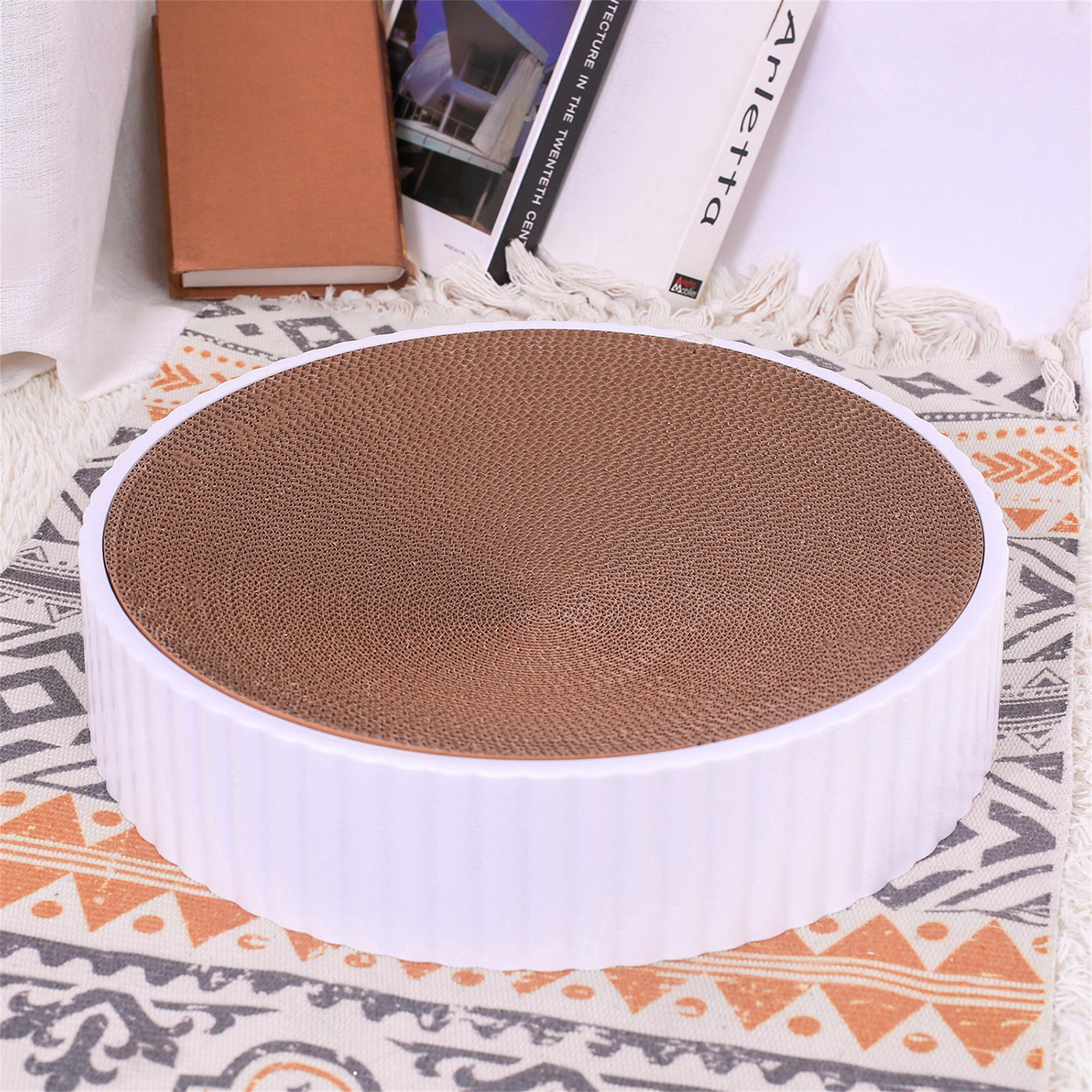 Pefilos 18" Cat Scratcher Toy with Base, Cardboard Cats Scratching Post Bed Durable Scratch Kitties Wear-Resistant Supplies, White Pefilos 18" Cat Scratcher Toy with Base, Cardboard Cats Scratching Post Bed Durable Scratch Kitties Wear-Resistant Supplies, White