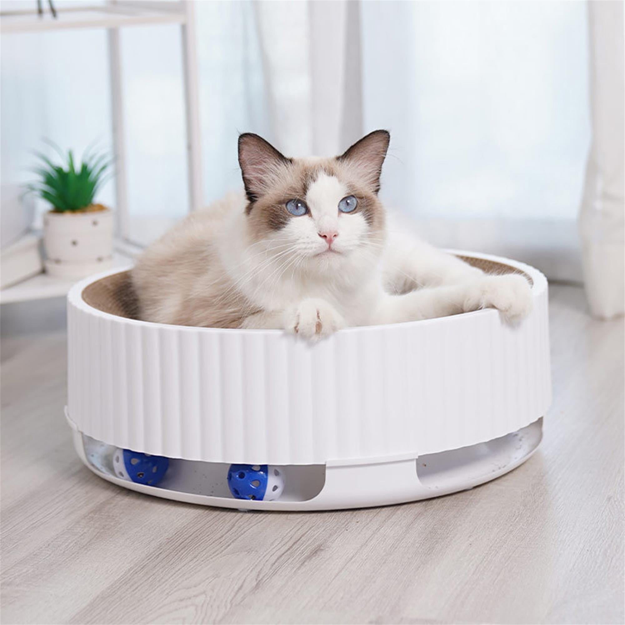 Pefilos 18" Cat Scratcher Toy with Bell Attachment, Cardboard Cats Scratching Post Bed Durable Scratch Kitties Wear-Resistant Supplies, White Pefilos 18" Cat Scratcher Toy with Bell Attachment, Cardboard Cats Scratching Post Bed Durable Scratch Kitties Wear-Resistant Supplies, White