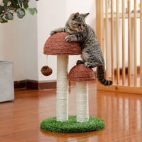 Pefilos 18" Cat Scratching Post, Mushroom Tall Cat Scratcher Featuring Scratching Poles Cat Tower for Kittens, Brown