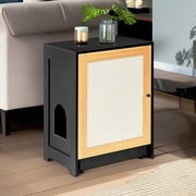 Pefilos 31 Cat Litter Box Enclosure with Sisal Door, Cat House Washroom, Easy-Clean and Stylish Hidden Litter Box Furniture, Black