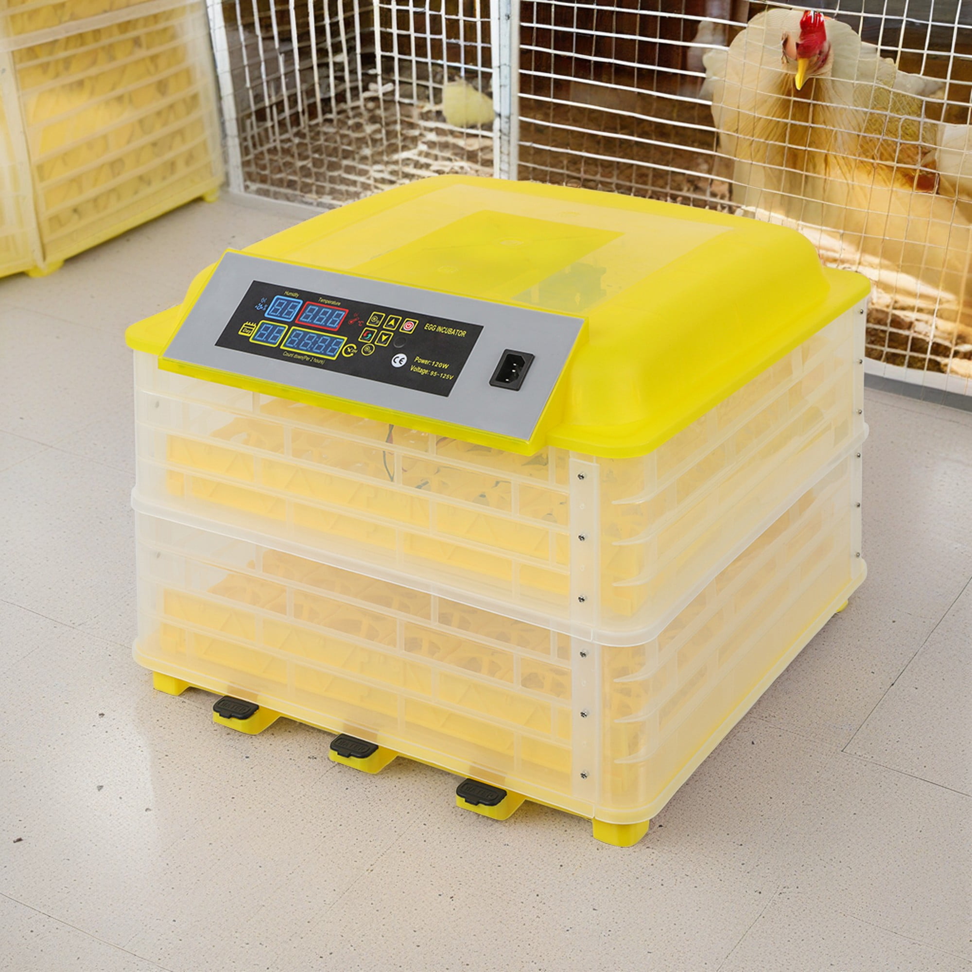 Pefilos 2 in 1 112-Egg Incubator for Hatching Chicks Chicken Duck Bird Auto-Turning Digital Control Thermometer Incubator for Reptile Eggs, Yellow Pefilos 2 in 1 112-Egg Incubator for Hatching Chicks Chicken Duck Bird Auto-Turning Digital Control Thermometer Incubator for Reptile Eggs, Yellow
