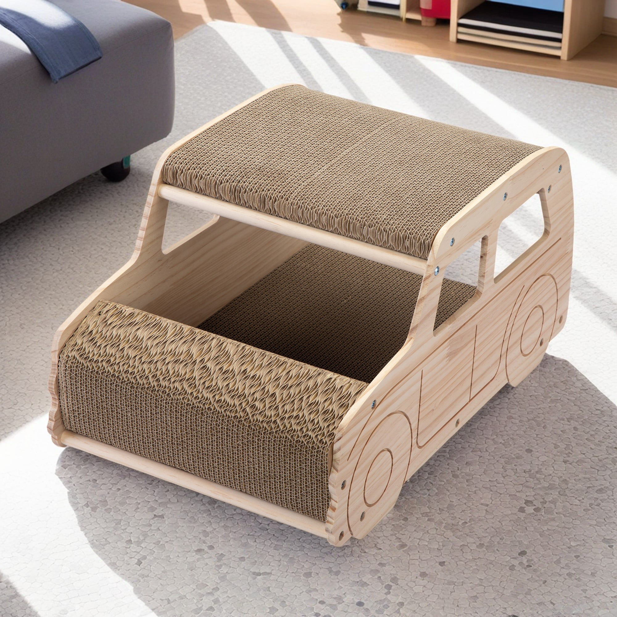 Pet Life ® 'Octagon Puzzle' Designer Premium Quality Kitty Cat Scratcher Lounge Toy & House with Catnip main image 0