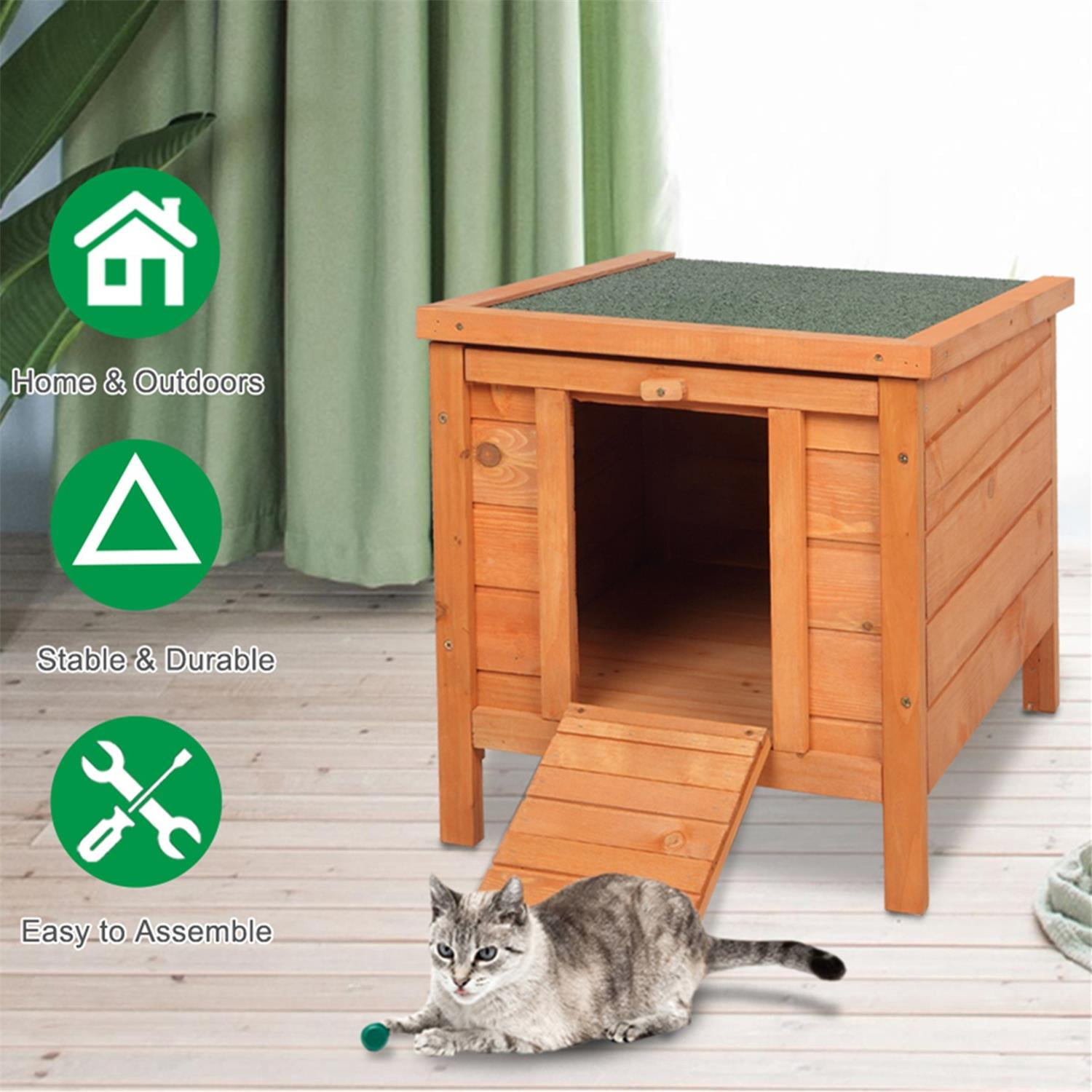 Pefilos 20 Inch Wooden Rabbit Hutch Waterproof Pet Bunny Cages for Outdoor Small Animal House Habitat, Orange Pefilos 20 Inch Wooden Rabbit Hutch Waterproof Pet Bunny Cages for Outdoor Small Animal House Habitat, Orange