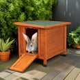 thumbnail image 1 of Pefilos 20" Weatherproof Wood Dog Houses for Dogs, Small Animal Rabbit Hutch Bunny House for Inside, Outdoor Pet Shelter Feral Cat House, Orange, 1 of 11