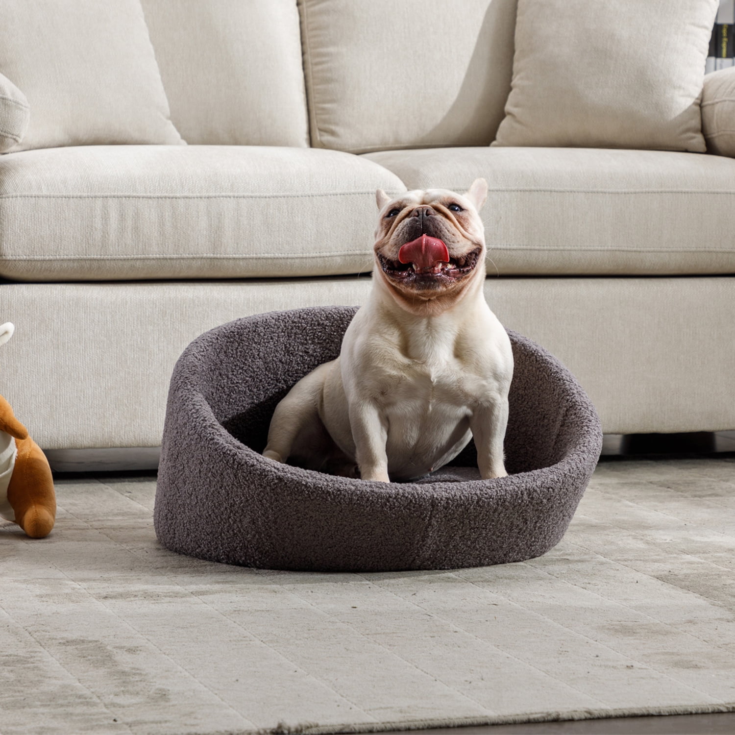 Pefilos 21" Dog Sofa Bed with E1 Solid Wood Frame and Memory Foam, Pet Cat Bed with Cashmere Cover for Indoor, Gray Pefilos 21" Dog Sofa Bed with E1 Solid Wood Frame and Memory Foam, Pet Cat Bed with Cashmere Cover for Indoor, Gray