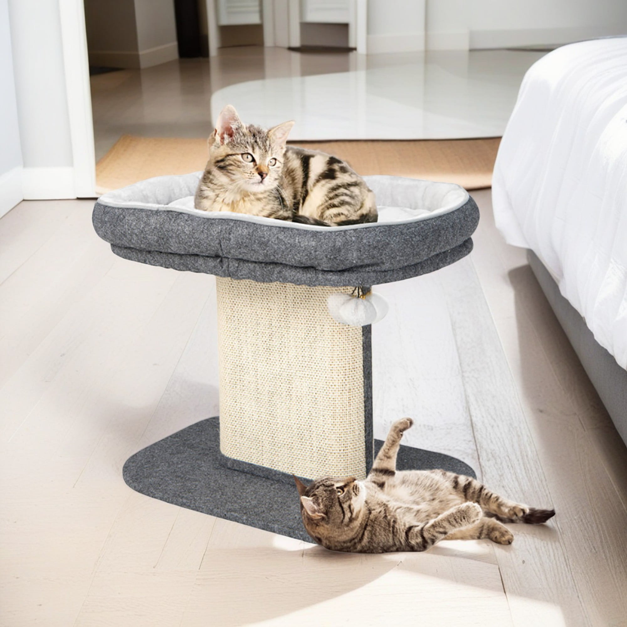 Pefilos 23" Cat Tree Tower with Cat Scratching Post, Large Plush Perch, Cat Shelter Scratcher Apartment for Kittens, Gray Pefilos 23" Cat Tree Tower with Cat Scratching Post, Large Plush Perch, Cat Shelter Scratcher Apartment for Kittens, Gray