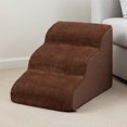 thumbnail image 1 of Pefilos 23" Dog Stairs for Small Pets with High-Density Sponge and Silicone Paw Prints, 3-Step Dog Ramp for Beds and Couch, Brown, 1 of 7