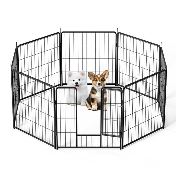 Pefilos 24" Outdoor Dog Playpen 8-Panels Dog Pen Indoor Metal Puppy Pet Playpen for Cats Small Dogs Run Fence, Iron Pet Dog Playpen, Black