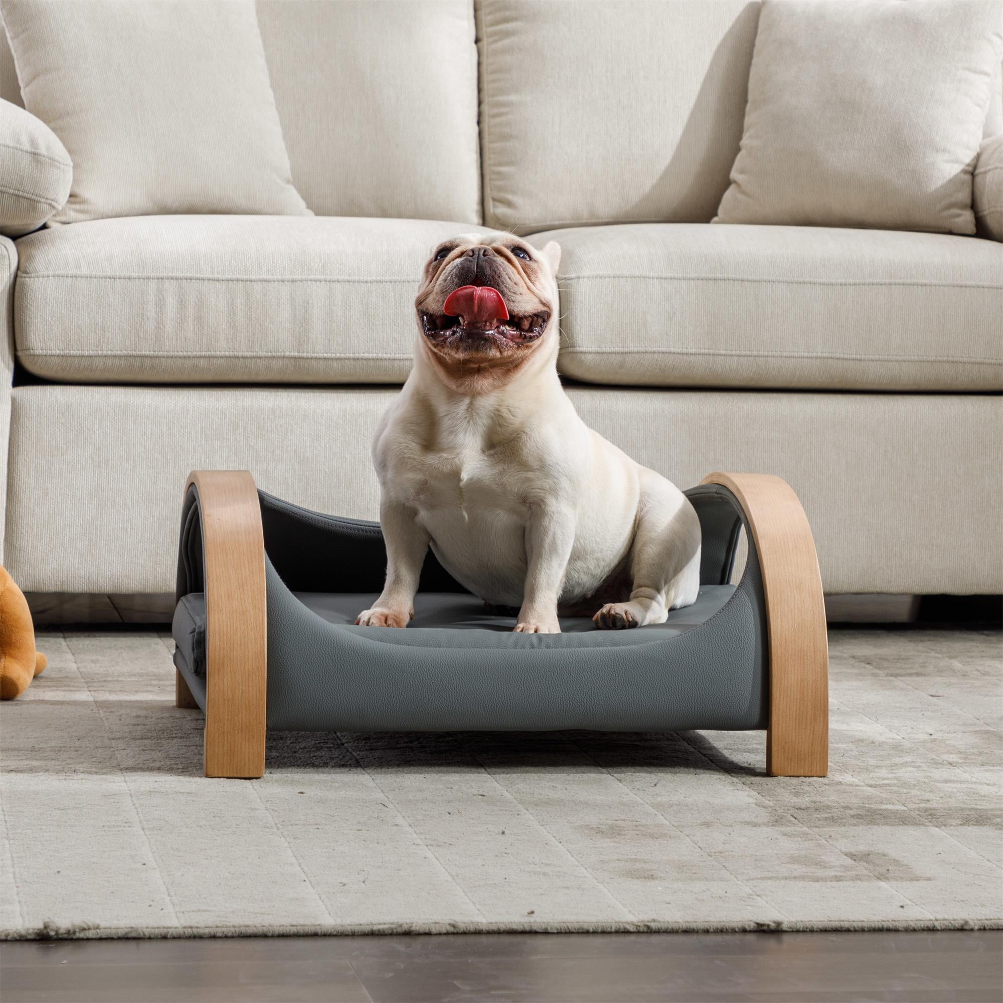 Pefilos 23" Pet Sofa Dog Bed with Removable Cushion and Wood Style Leg for Dog and Cat, Dark Gray Pefilos 23" Pet Sofa Dog Bed with Removable Cushion and Wood Style Leg for Dog and Cat, Dark Gray