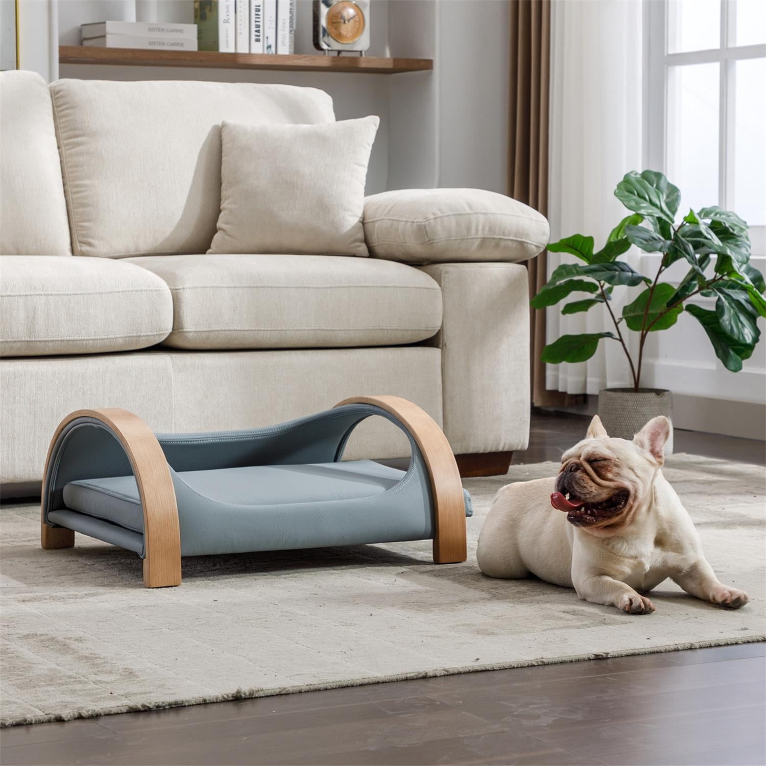 Pefilos 23" Pet Sofa Dog Bed with Removable Cushion and Wood Style Leg for Dog and Cat, Light Gray Pefilos 23" Pet Sofa Dog Bed with Removable Cushion and Wood Style Leg for Dog and Cat, Light Gray