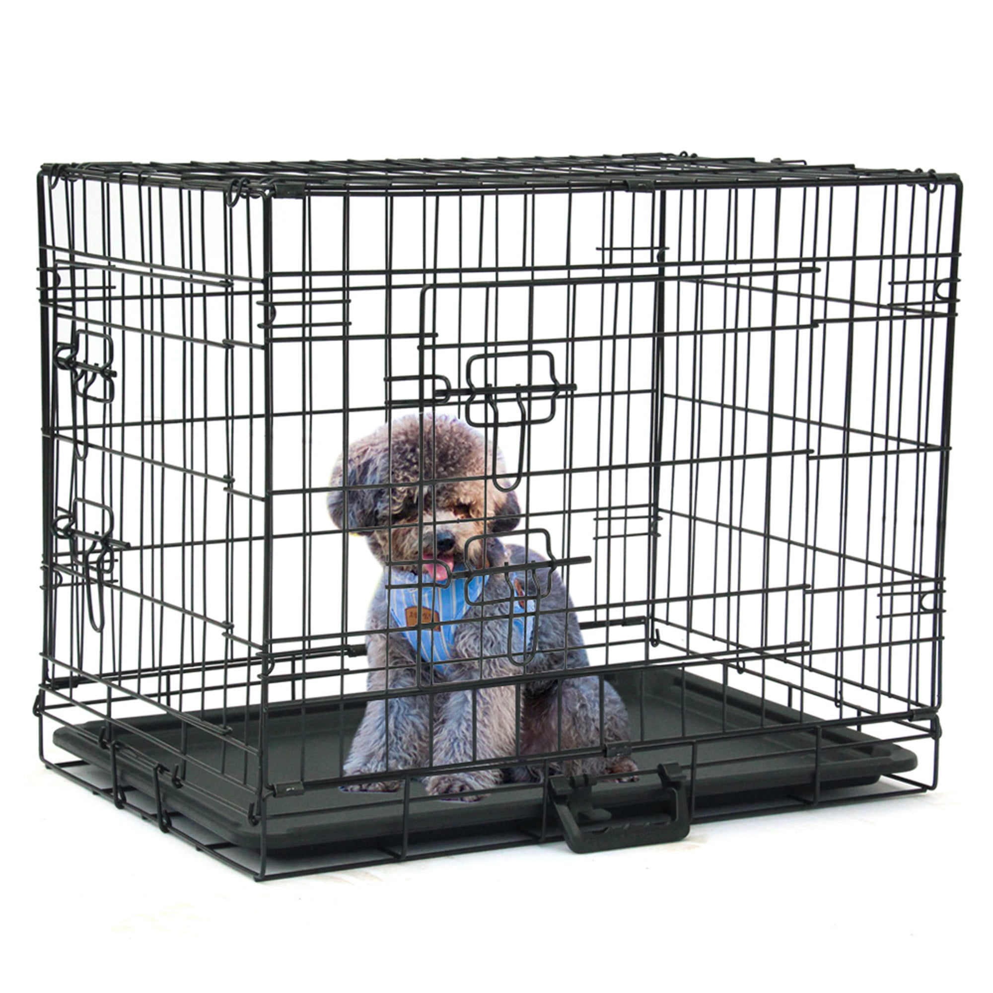 Pefilos 24" Dog Crate for Small Pet Kennel Cat Folding Steel Animal Playpen Wire Metal, Black Pefilos 24" Dog Crate for Small Pet Kennel Cat Folding Steel Animal Playpen Wire Metal, Black