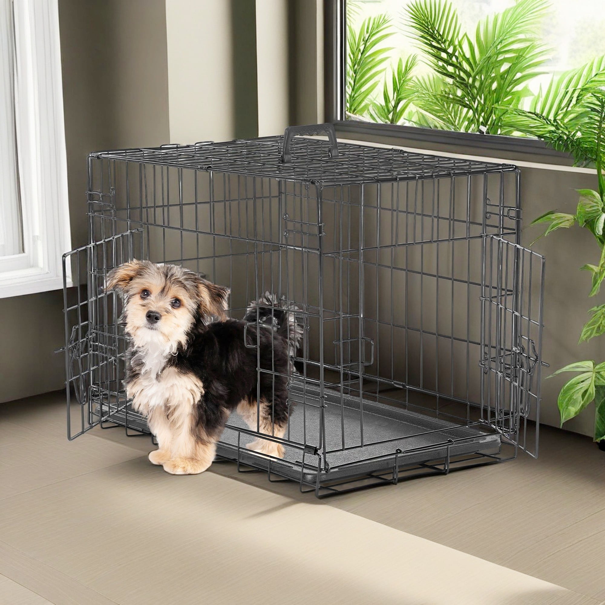 Pefilos 24" Dog Crates for Large Dogs Folding Mental Wire Pet Cage Outdoor and Indoor Dog Kennels with Double-Door, Divider Panel, Removable Tray, Black Pefilos 24" Dog Crates for Large Dogs Folding Mental Wire Pet Cage Outdoor and Indoor Dog Kennels with Double-Door, Divider Panel, Removable Tray, Black