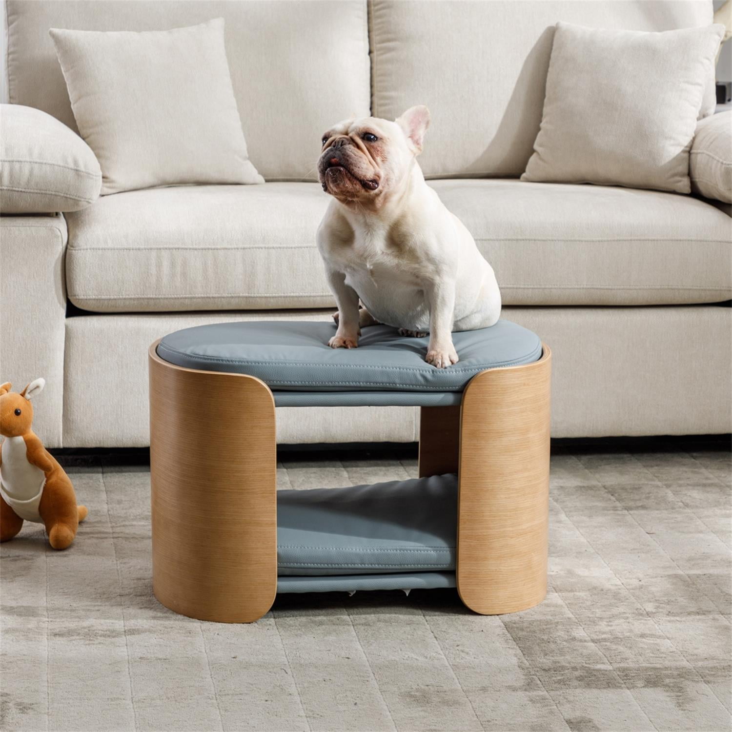 Pefilos 24" Double Cat Bed Pet Sofa with Solid Wood Legs and Bent Wood Back, Cat Scratch Resistant PU Cushion, Dog Bed Sofa for Indoor, Light Gray Pefilos 24" Double Cat Bed Pet Sofa with Solid Wood Legs and Bent Wood Back, Cat Scratch Resistant PU Cushion, Dog Bed Sofa for Indoor, Light Gray
