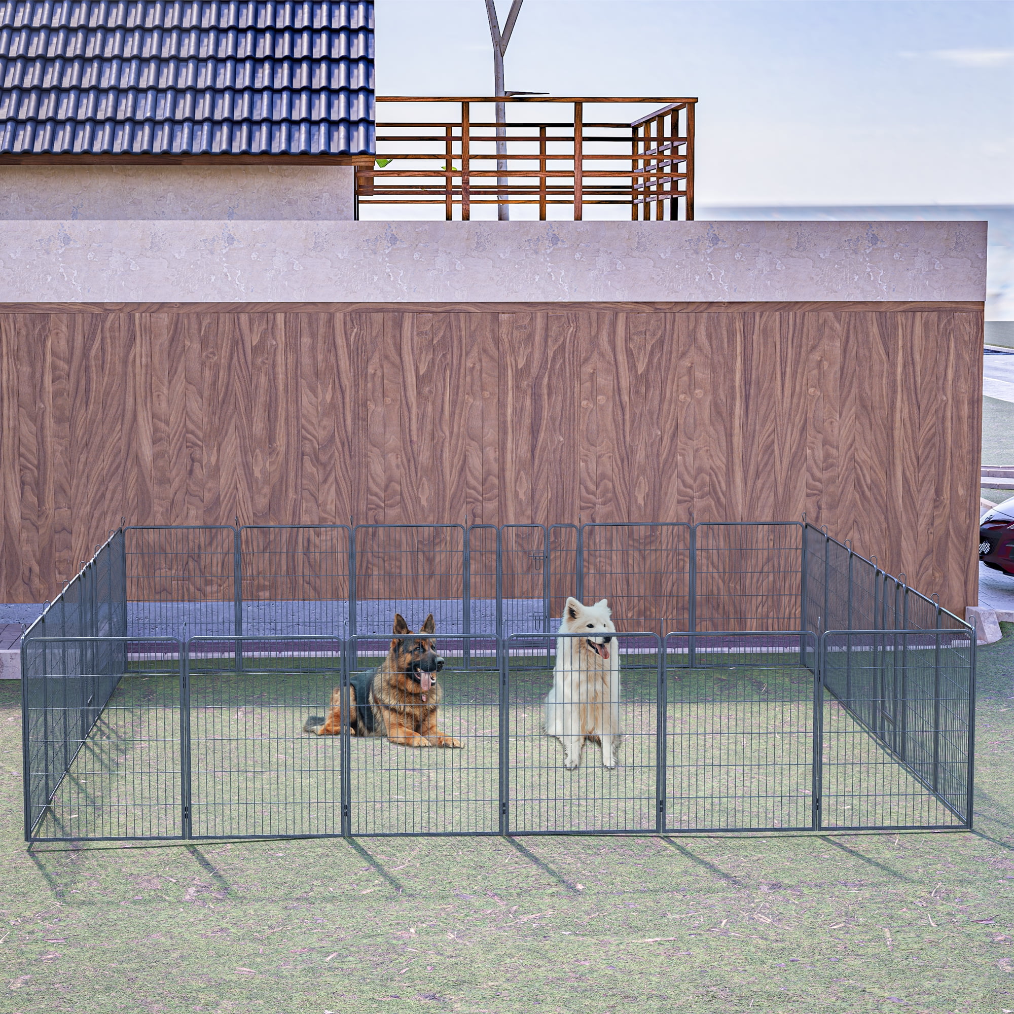 Pefilos 24 Panels Dog Playpen 40"x32" Pet Puppy Playpen for Medium Small Dogs Outdoor Exercise Pen Metal Indoor Dog Fence 3 Doors, Black Pefilos 24 Panels Dog Playpen 40"x32" Pet Puppy Playpen for Medium Small Dogs Outdoor Exercise Pen Metal Indoor Dog Fence 3 Doors, Black