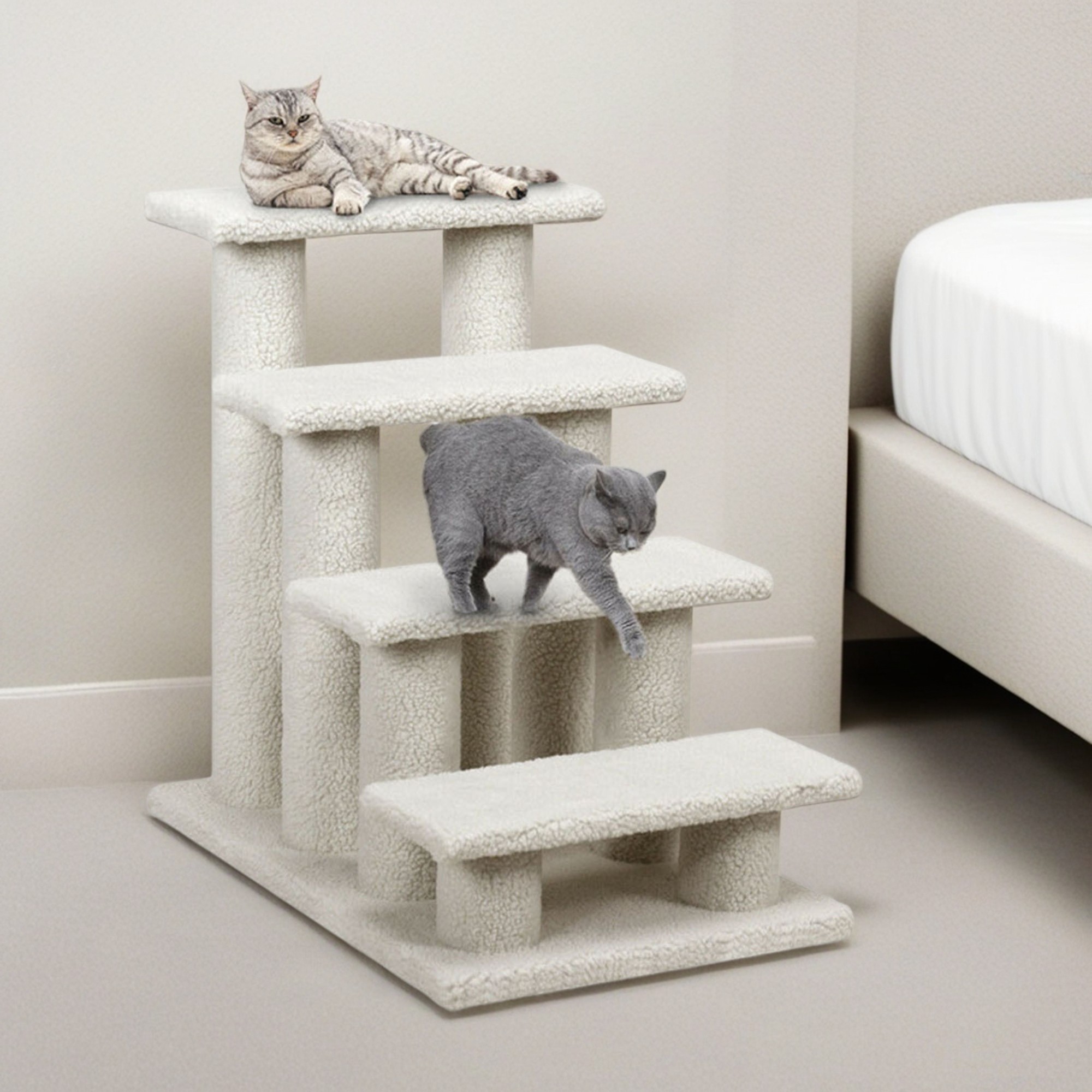 Pefilos 24" Pet Stairs for Small Pet, 4-Step Ladder Ramp for Beds and Couch, Non-Slip Balanced Indoor Step, Beige Pefilos 24" Pet Stairs for Small Pet, 4-Step Ladder Ramp for Beds and Couch, Non-Slip Balanced Indoor Step, Beige