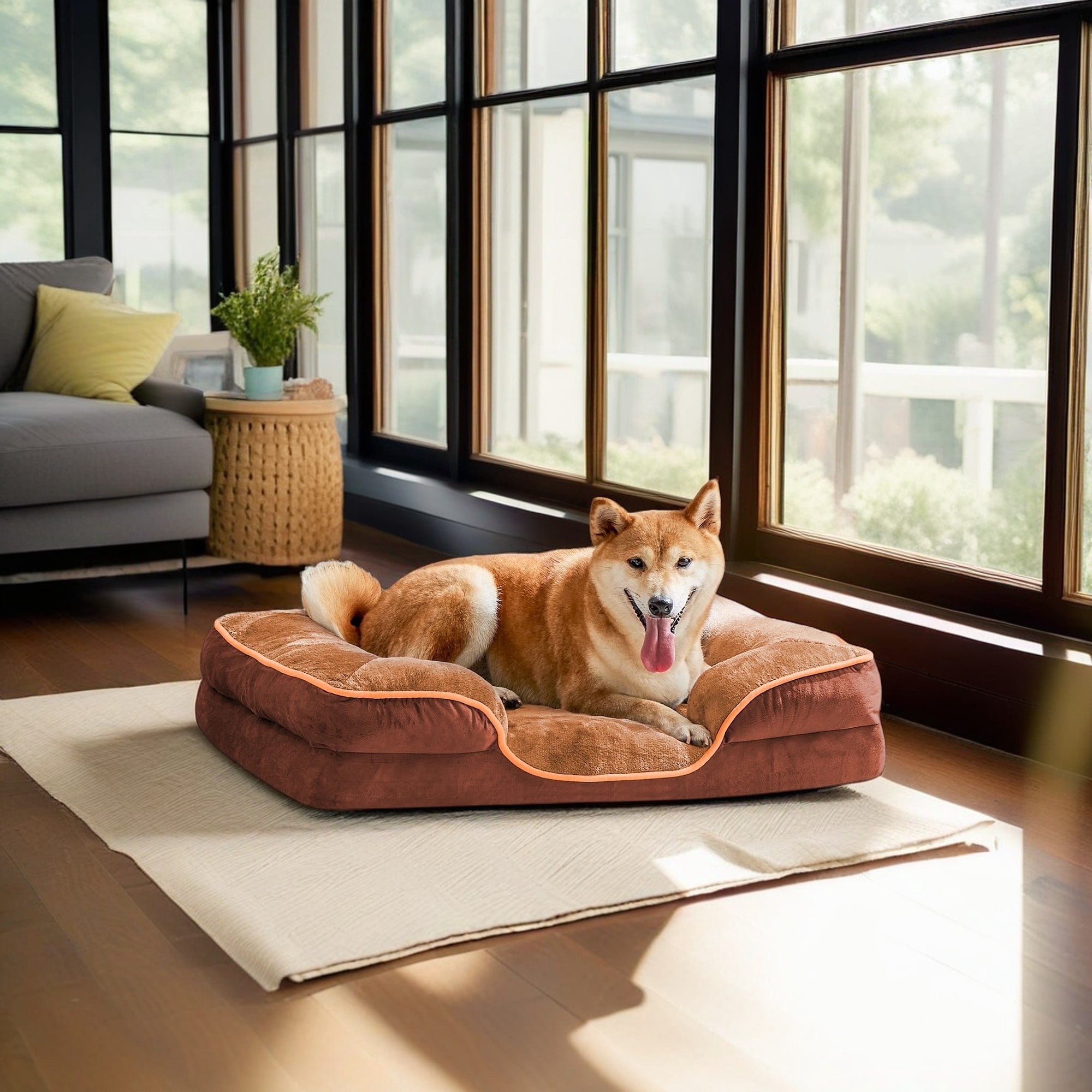 Pefilos 24"x18" Orthopedic Dog Beds, Waterproof Memory Foam Dog Sofa