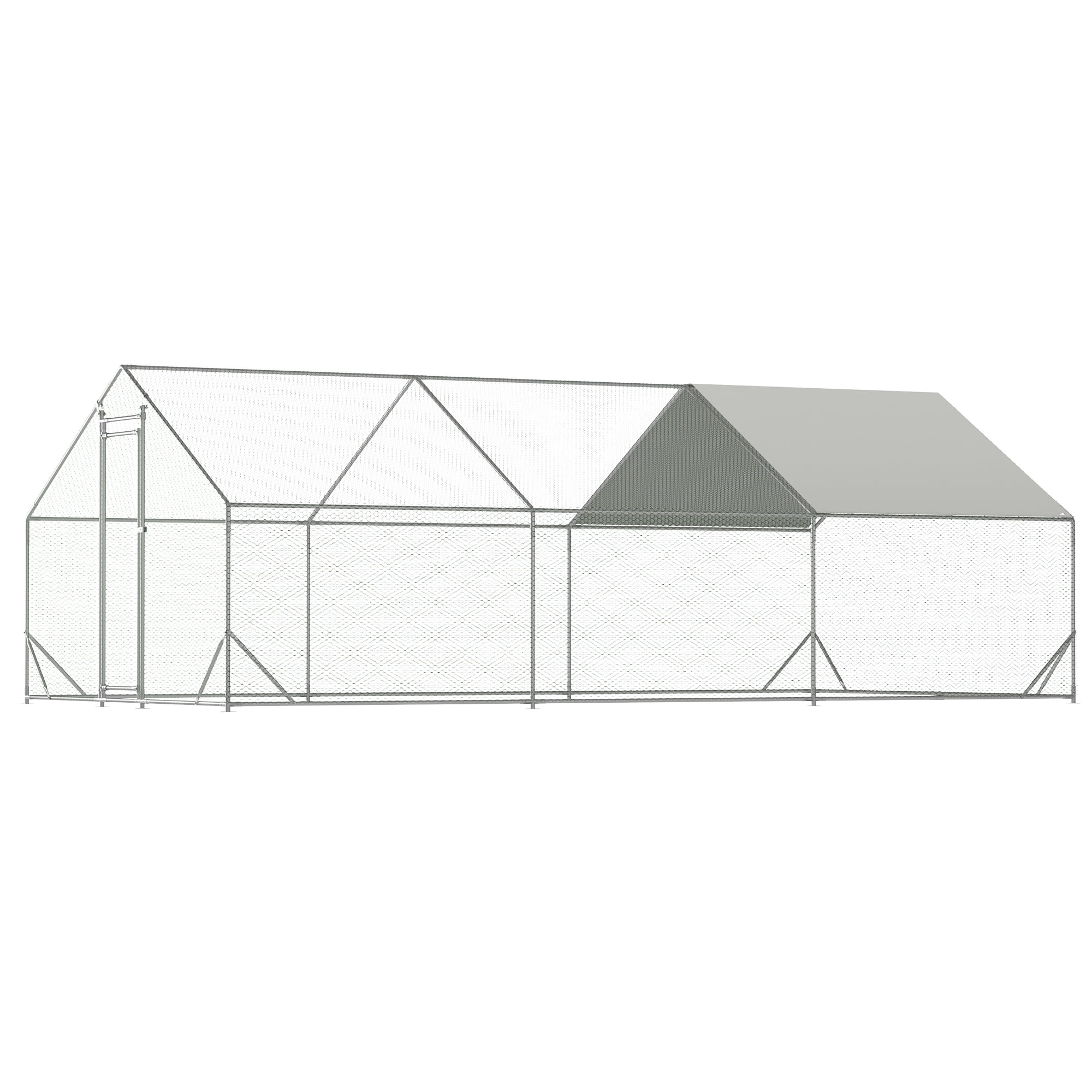 Pefilos 240" W Galvanized Wire Mesh Chicken Run Pen, Outdoor Large Chicken Coop with Waterproof and Anti-UV Cover, Duck House Dog Kennels, Silver Pefilos 240" W Galvanized Wire Mesh Chicken Run Pen, Outdoor Large Chicken Coop with Waterproof and Anti-UV Cover, Duck House Dog Kennels, Silver