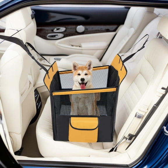 Pefilos 25" Dog Car Seat Cover for Back Seat, Waterproof Seat Protector Scratchproof Pet Hammock, Washable Nonslip Backseat Protection for Cars Trucks and SUVs, Black