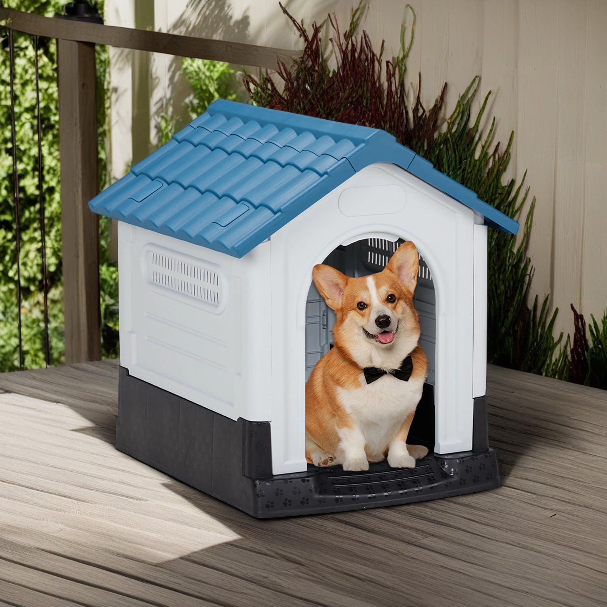 Pefilos 25" Dog House Indoor Outdoor Insulated Kennel Durable Plastic Doghouse for Small Dogs Weather, Water Resistant Dog Shelter with Air Vents, Blue Pefilos 25" Dog House Indoor Outdoor Insulated Kennel Durable Plastic Doghouse for Small Dogs Weather, Water Resistant Dog Shelter with Air Vents, Blue