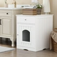 thumbnail image 1 of Pefilos 25" Enclosed Cat Litter Box Furniture, Cat House Covered Cat Washroom Hidden House Enclosure Indoor Kitty Washroom, White, 1 of 9