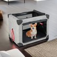 thumbnail image 1 of Pefilos 26" 3-Door Folding Soft Dog Crate with Removable Pad and Metal Frame, Indoor and Outdoor Pet Home, M, Gray, 1 of 8