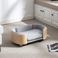 thumbnail image 1 of Pefilos 26" Pet Sofa for Indoors Dogs, Cat and Dog Bed with Solid Wood Legs and Bent Wood Back, Velvet Cushion, Dark Gray, 1 of 8