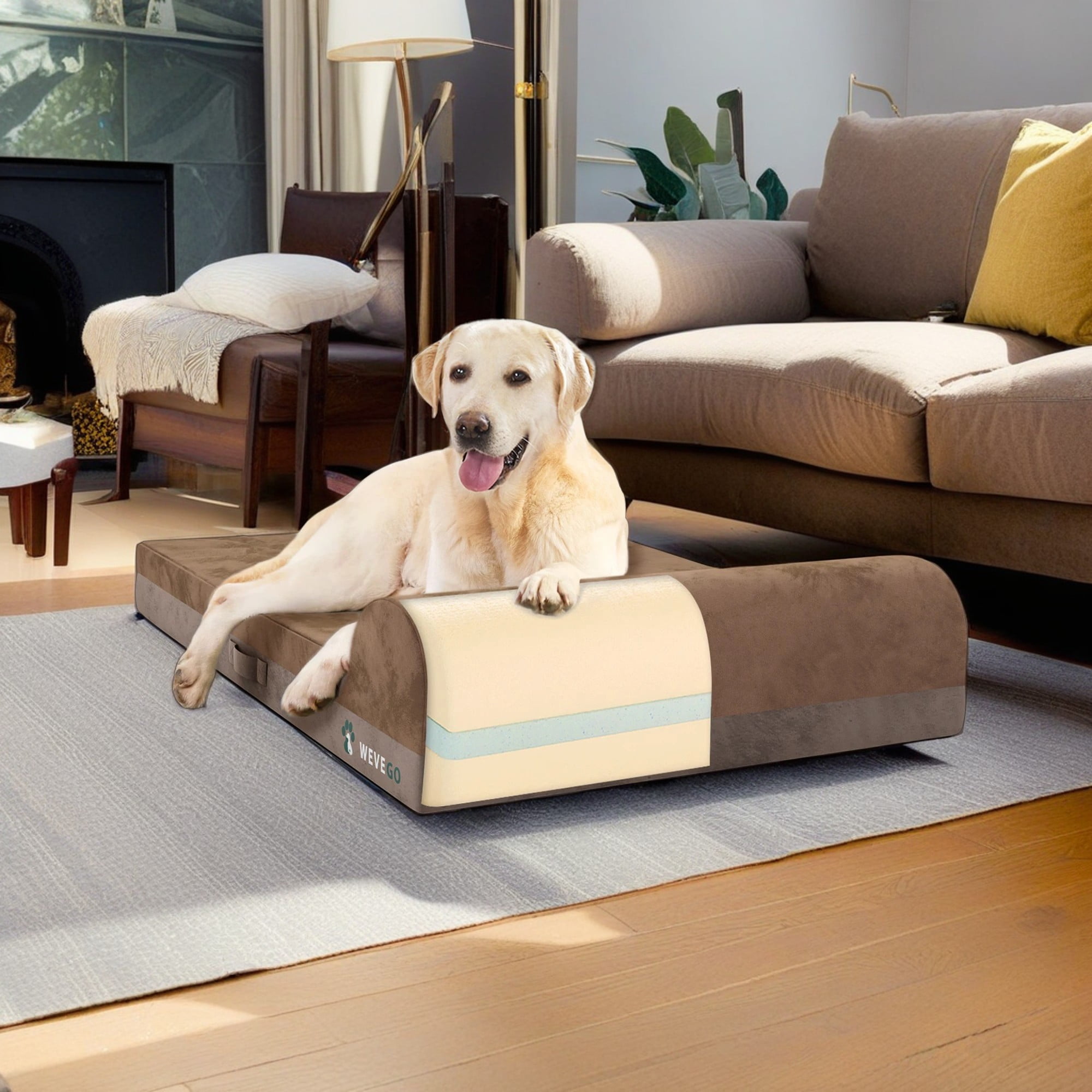 Pefilos 52" Pet Orthopedic Dog Bed with Removable Cover and Waterproof Liner with Non-Slip Bottom, Durable Flannel Fabric Pet Sofa with 7.9" Thick Gel Memory Foam, Brown Pefilos 52" Pet Orthopedic Dog Bed with Removable Cover and Waterproof Liner with Non-Slip Bottom, Durable Flannel Fabric Pet Sofa with 7.9" Thick Gel Memory Foam, Brown