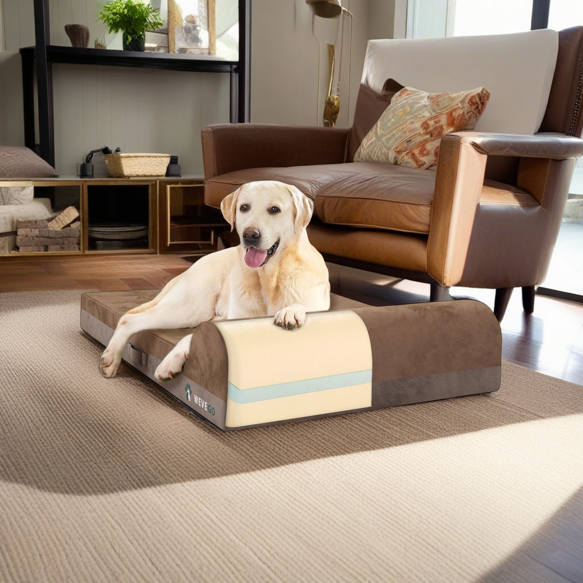 Pefilos 46" Pet Orthopedic Dog Bed with Removable Cover and Waterproof Liner with Non-Slip Bottom, Durable Flannel Fabric Pet Sofa with 7.9" Thick Gel Memory Foam, Brown Pefilos 46" Pet Orthopedic Dog Bed with Removable Cover and Waterproof Liner with Non-Slip Bottom, Durable Flannel Fabric Pet Sofa with 7.9" Thick Gel Memory Foam, Brown