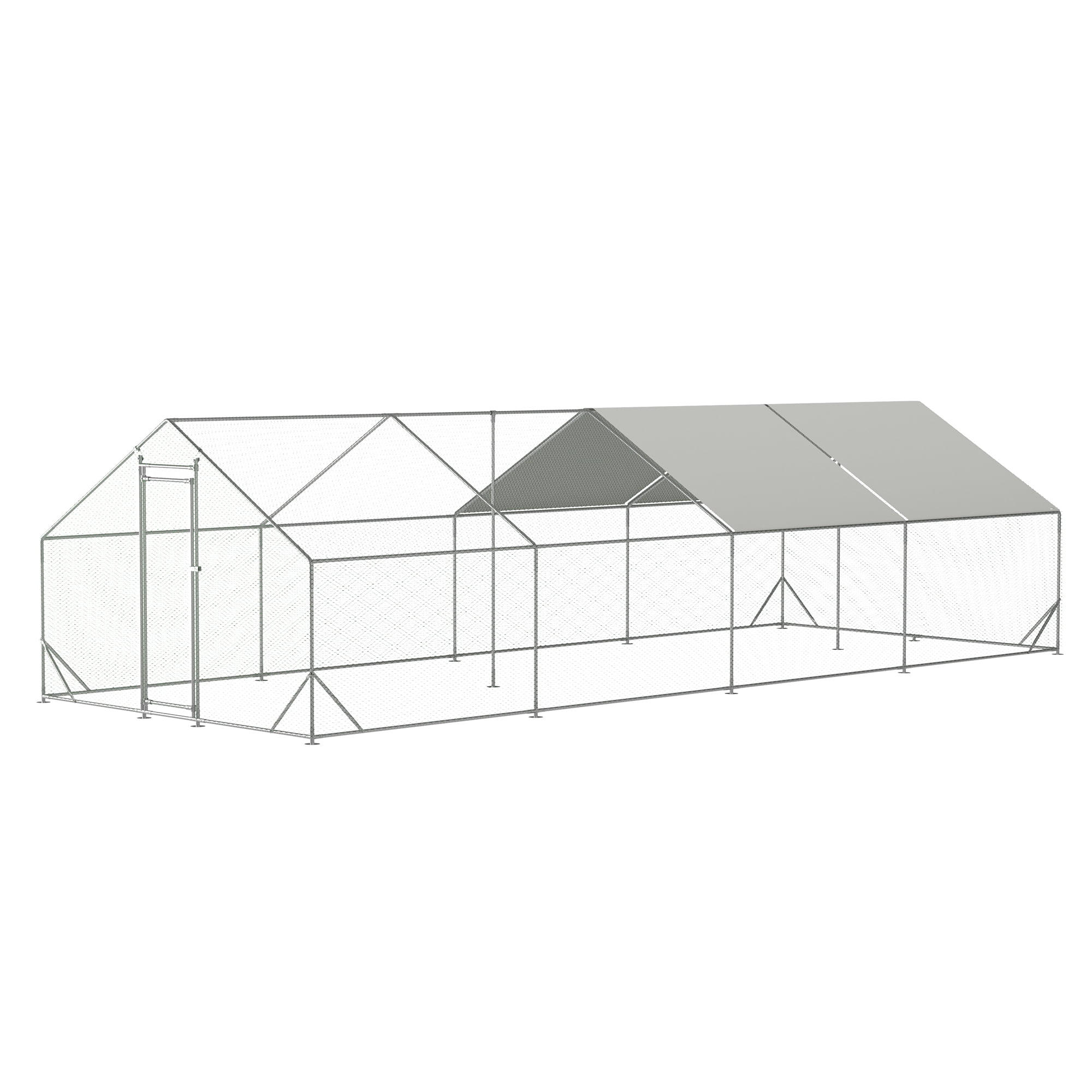 Pefilos 26' W Outdoor Large Chicken Coop, Walk-in Galvanized Mesh Chicken Run, Chicken Pen with Waterproof and Anti-UV Cover, Silver Pefilos 26' W Outdoor Large Chicken Coop, Walk-in Galvanized Mesh Chicken Run, Chicken Pen with Waterproof and Anti-UV Cover, Silver