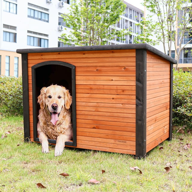Pefilos 26" Width Wood Dog House for Medium Dogs with Removable Floor