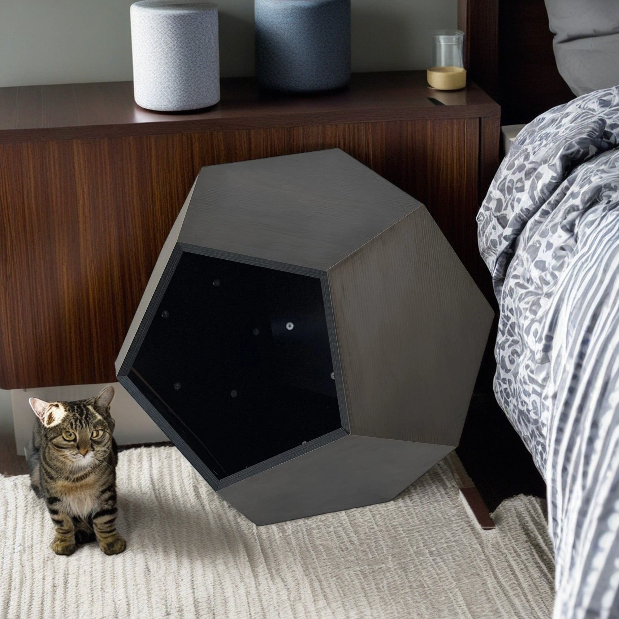 Pefilos 26" Wooden Cat House, Cat Nest Condo for Large Indoor Cats Kitten Hidden Cave Cat Bed Furniture, Dark Gray Pefilos 26" Wooden Cat House, Cat Nest Condo for Large Indoor Cats Kitten Hidden Cave Cat Bed Furniture, Dark Gray