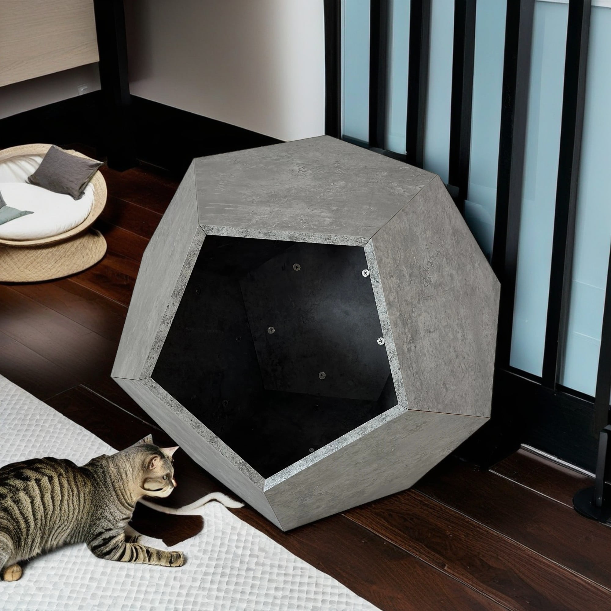 Pefilos 26" Wooden Cat House, Cat Nest Condo for Large Indoor Cats Kitten Hidden Cave Cat Bed Furniture, Gray Pefilos 26" Wooden Cat House, Cat Nest Condo for Large Indoor Cats Kitten Hidden Cave Cat Bed Furniture, Gray
