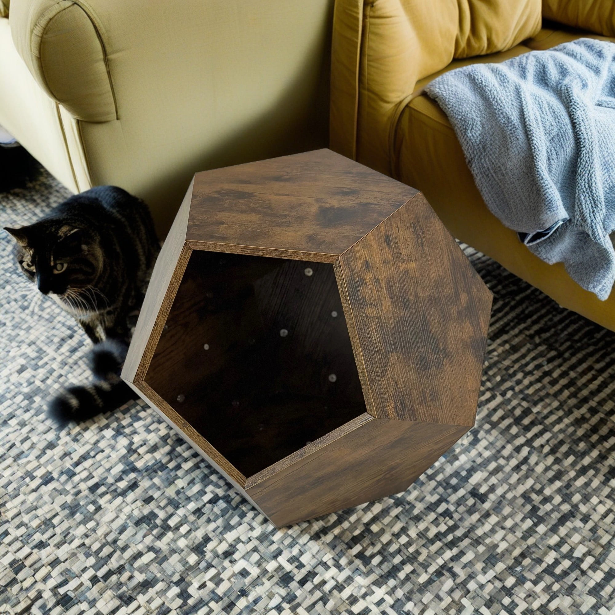 Pefilos 26" Wooden Cat House for Indoor Cats, Hidden Cat Cave Cat Condo Bed Furniture Luxury Cat Nest Shelter, Brown Pefilos 26" Wooden Cat House for Indoor Cats, Hidden Cat Cave Cat Condo Bed Furniture Luxury Cat Nest Shelter, Brown