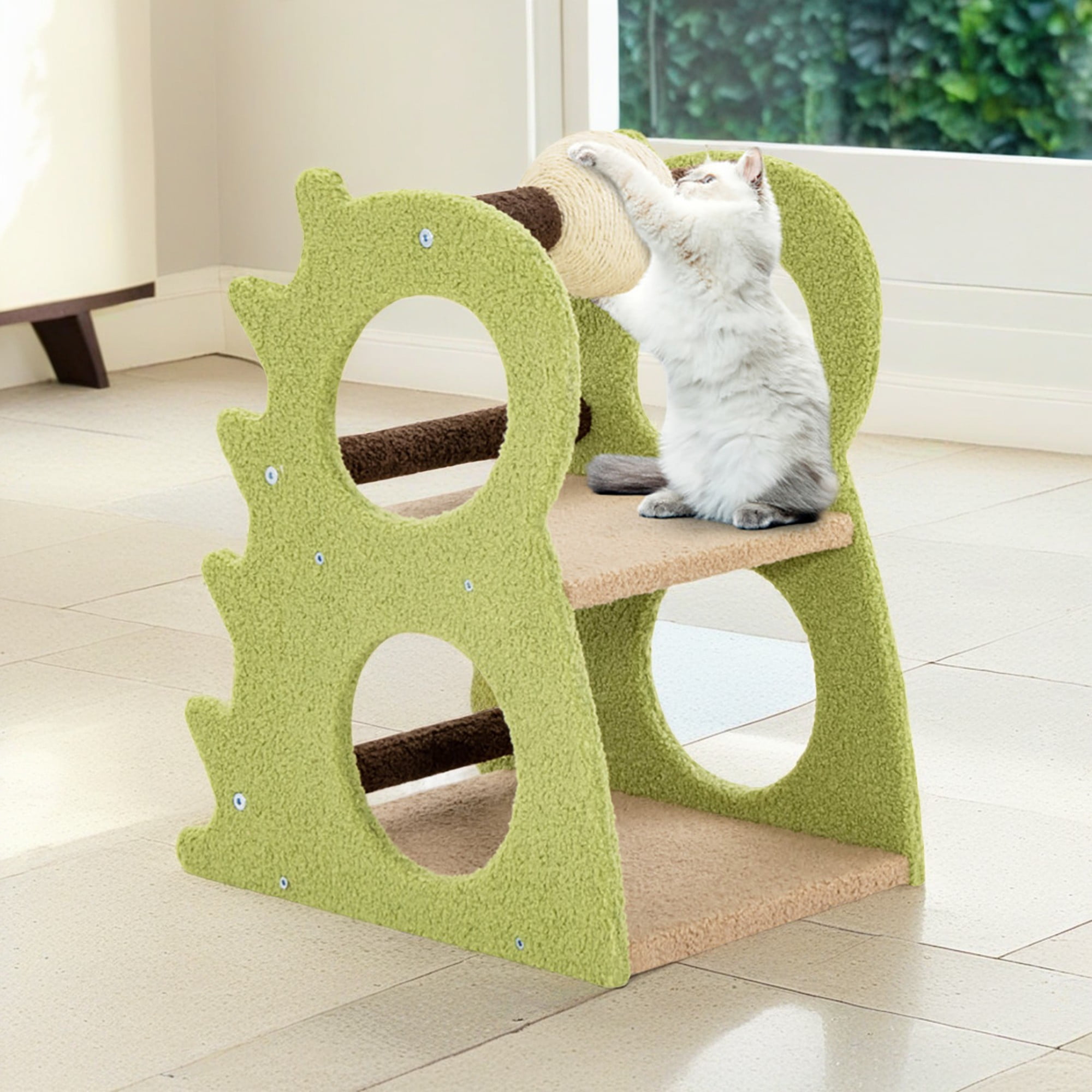 Pefilos 23" Cat Tree Tower for Indoor Cats with Rotatable Sisal Scratching Ball, Cat Scratcher Toy Furniture for Kittens, Green Pefilos 23" Cat Tree Tower for Indoor Cats with Rotatable Sisal Scratching Ball, Cat Scratcher Toy Furniture for Kittens, Green