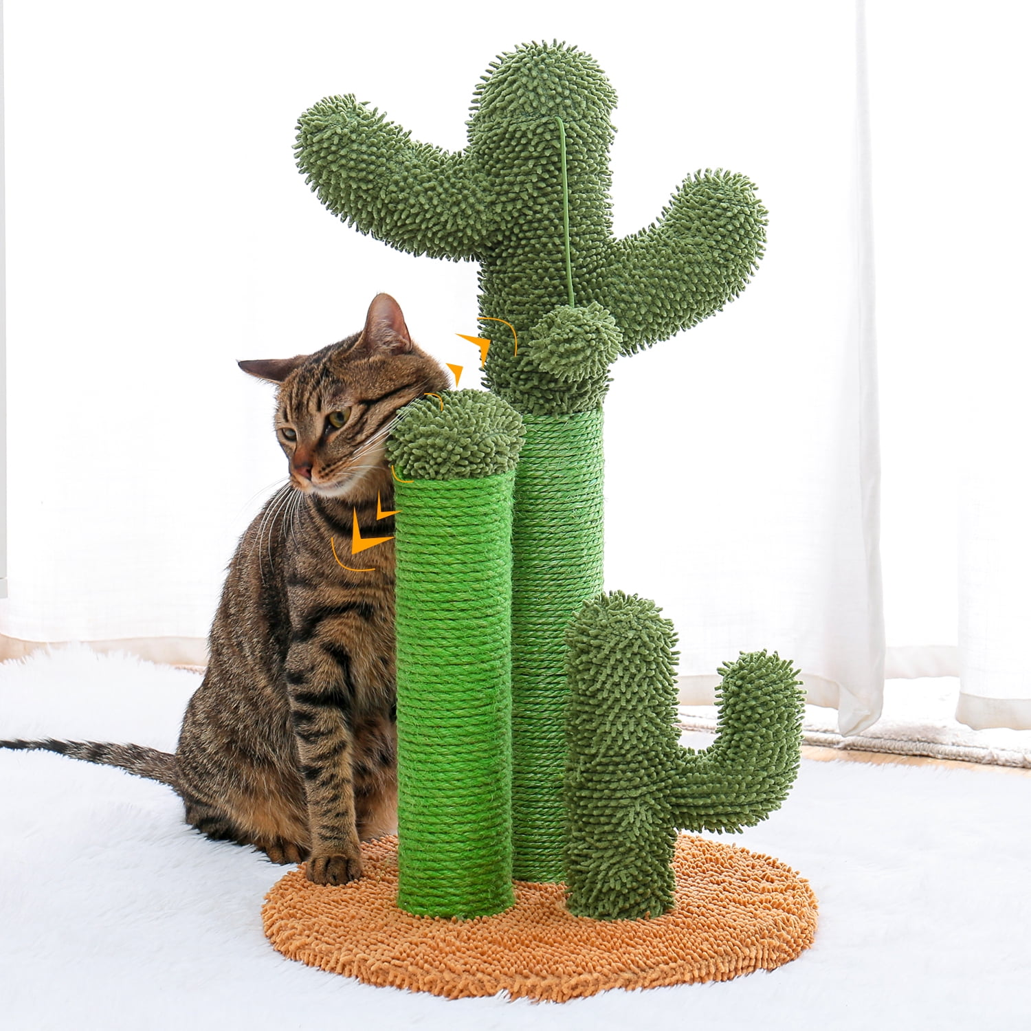 Large Green Cactus Cat Scratching Post with Sisal Rope